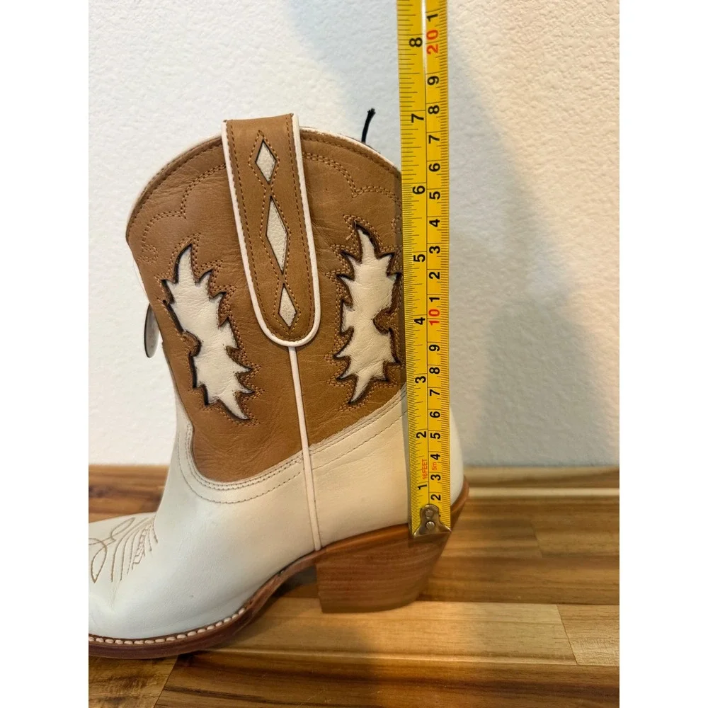 IDYLLWIND WOMENS THUNDERBIRD WESTERN‎ BOOTS Ankle Boots White Tan Leather 7.5